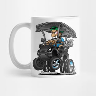 Funny Golf Cart Hotrod Golf Car Popping a Wheelie Cartoon Mug